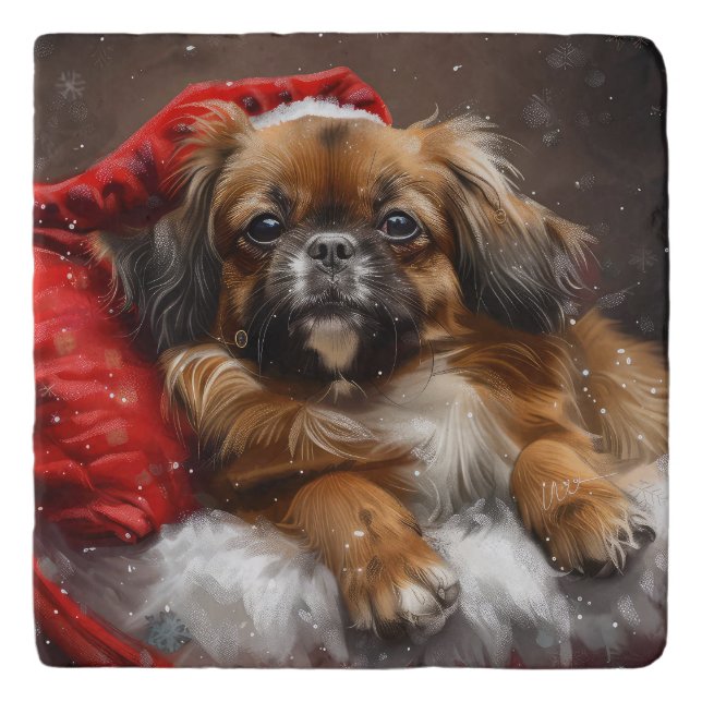 Tibetan Spaniel Dog Christmas Festive Trivet (Front)