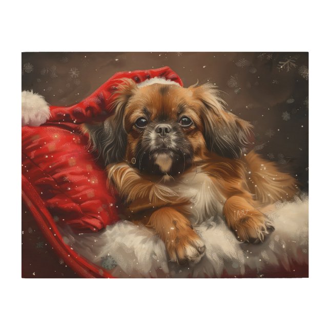 Tibetan Spaniel Dog Christmas Festive Wood Wall Art (Front)