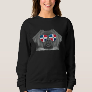 Tibetan Spaniel Dog Dominican Flag Sunglasses Sweatshirt