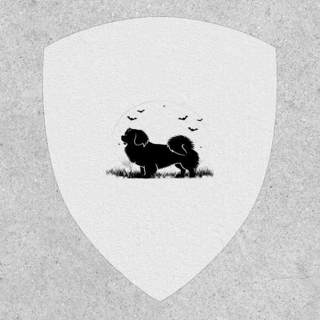 Tibetan Spaniel Dog � Halloween Moon Silhouette Ov Patch (Front)