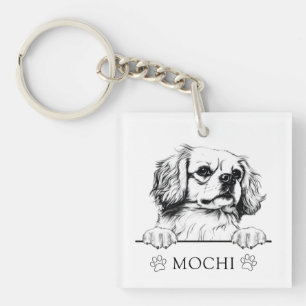 Tibetan Spaniel Dog Hand Drawing Personalized Keychain