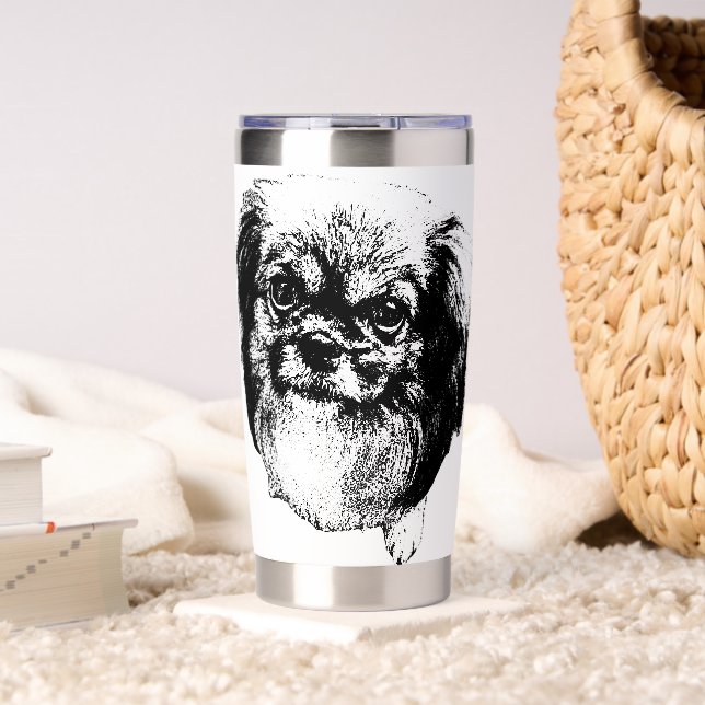Tibetan Spaniel Dog Mug – Ink Style Portrait Insulated Tumbler (Living Room (Rotated))