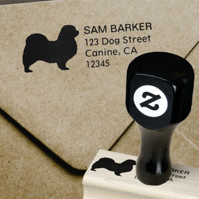 Tibetan Spaniel Dog Silhouette Return Address Rubber Stamp (Creator Uploaded)