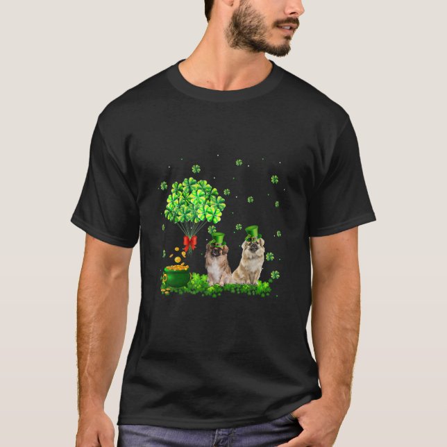 Tibetan Spaniel Dog St. Patrick's Day Cute Shamroc T-Shirt (Front)