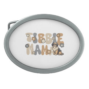 Tibetan Spaniel Groovy Tibbie Mama Belt Buckle