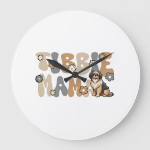 Tibetan Spaniel Groovy Tibbie Mama Large Clock