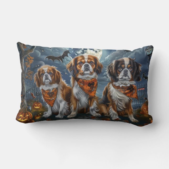 Tibetan Spaniel Halloween Spooky  Lumbar Pillow (Back)