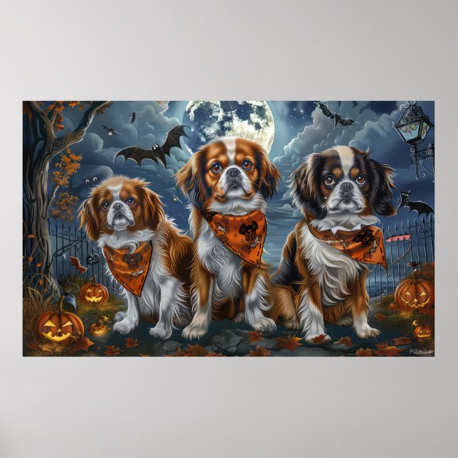Tibetan Spaniel Halloween Spooky  Poster (Front)