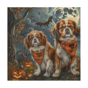 Tibetan Spaniel Halloween Spooky  Wood Wall Art