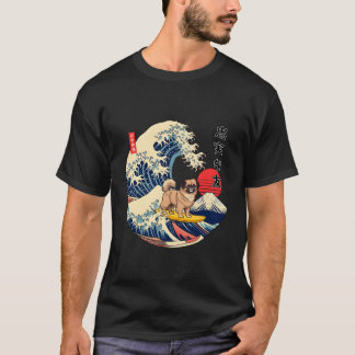 Tibetan Spaniel Japanese Kanagawa Wave Surf Loyal  T-Shirt