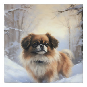 Tibetan Spaniel Let It Snow Christmas  Faux Canvas Print