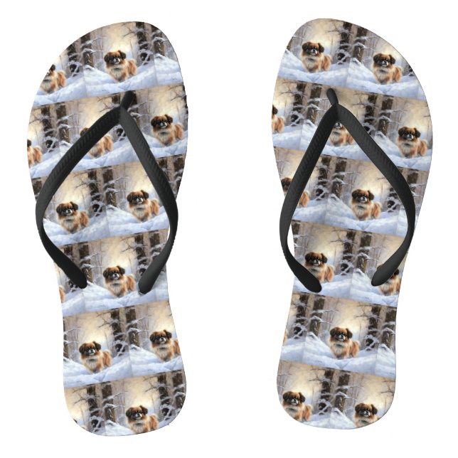 Tibetan Spaniel Let It Snow Christmas  Flip Flops (Footbed)