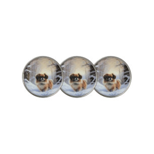 Tibetan Spaniel Let It Snow Christmas Golf Ball Marker