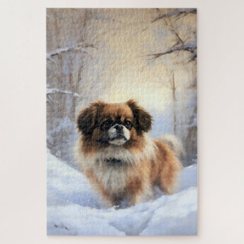 Tibetan Spaniel Let It Snow Christmas  Jigsaw Puzzle