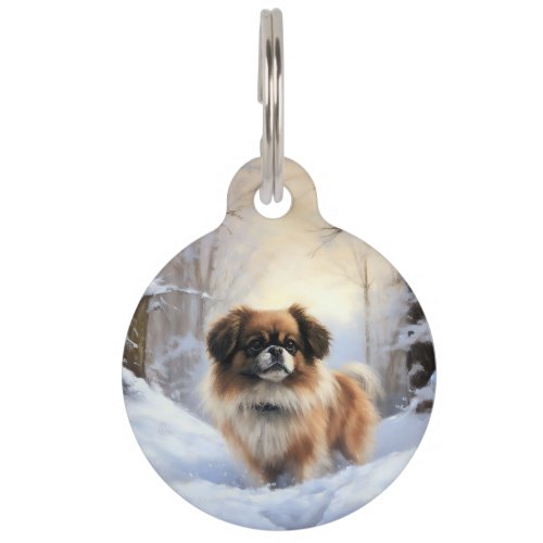 Tibetan Spaniel Let It Snow Christmas  Pet ID Tag