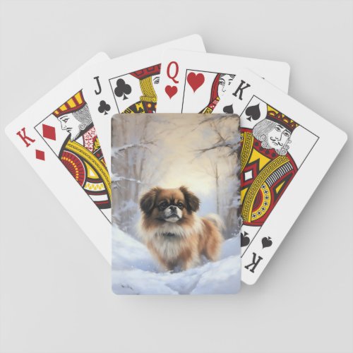 Tibetan Spaniel Let It Snow Christmas  Playing Cards