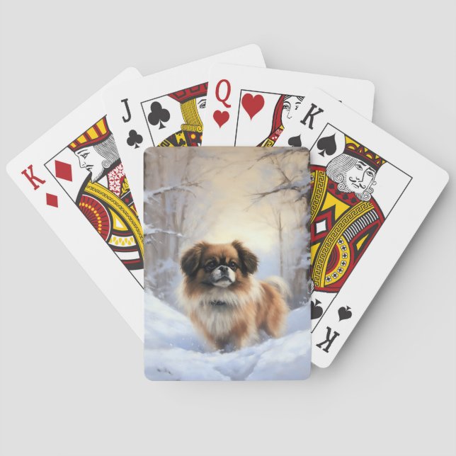 Tibetan Spaniel Let It Snow Christmas  Poker Cards (Back)