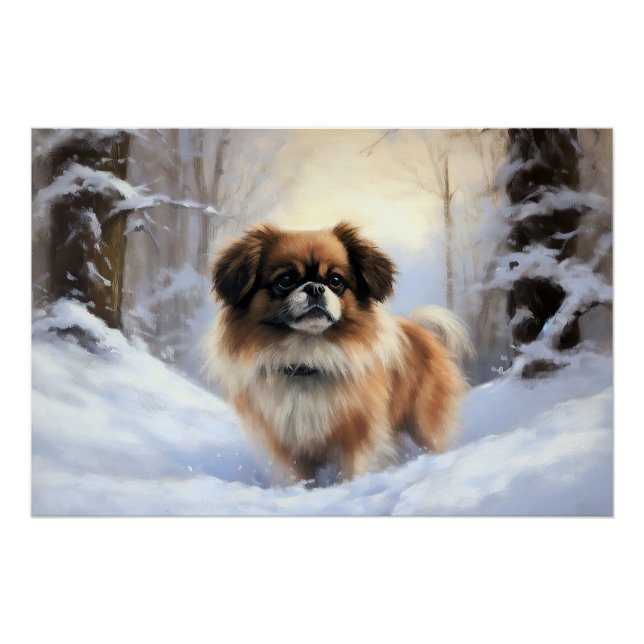 Tibetan Spaniel Let It Snow Christmas  Poster (Front)