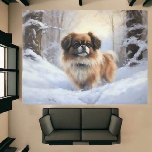 Tibetan Spaniel Let It Snow Christmas  Rug