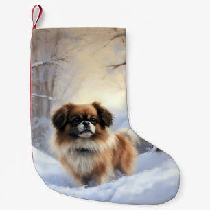 Tibetan Spaniel Let It Snow Christmas Small Christmas Stocking