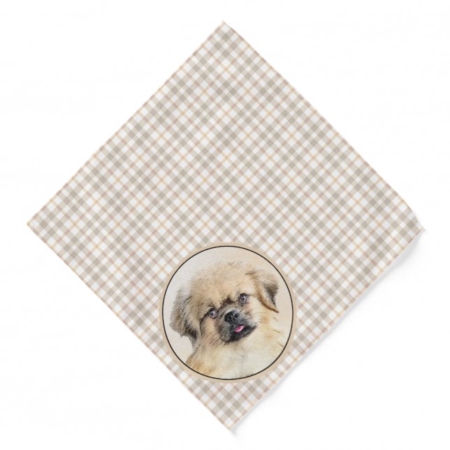 Tibetan Spaniel Painting Cream and White Dog Art Bandana (Front)