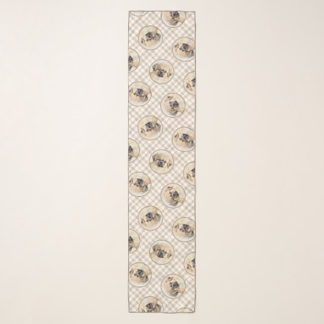 Tibetan Spaniel Painting Cream and White Dog Art Scarf (Front)