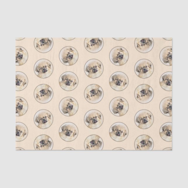 Tibetan Spaniel Painting Cream and White Dog Art Tissue Paper (Front)