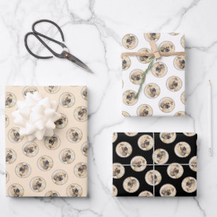 Tibetan Spaniel Painting Cream and White Dog Art Wrapping Paper Sheets