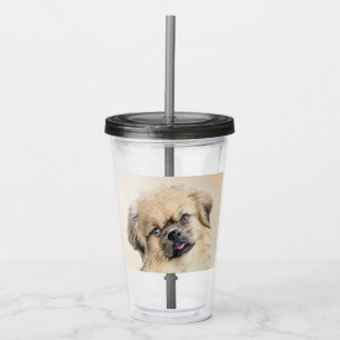 Tibetan Spaniel Painting - Cute Original Dog Art Acrylic Tumbler