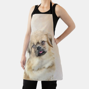 Tibetan Spaniel Painting - Cute Original Dog Art Apron