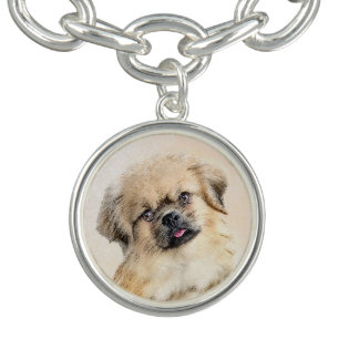 Tibetan Spaniel Painting - Cute Original Dog Art Bracelet