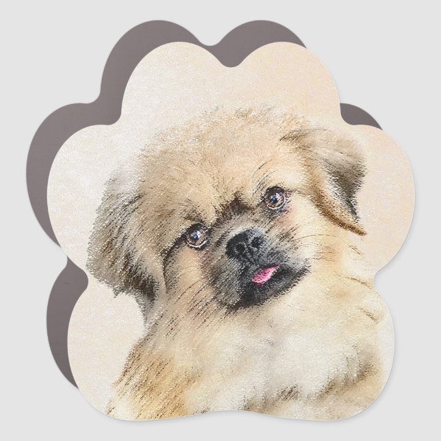 Tibetan Spaniel Painting - Cute Original Dog Art Car Magnet (Front)