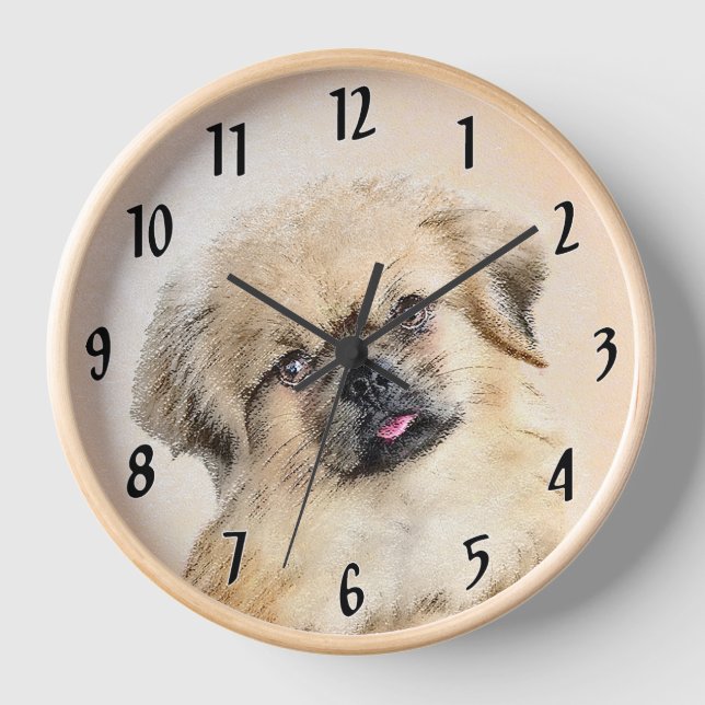 Tibetan Spaniel Painting - Cute Original Dog Art Clock (Front)
