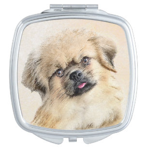 Tibetan Spaniel Painting - Cute Original Dog Art Compact Mirror