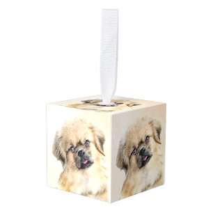 Tibetan Spaniel Painting - Cute Original Dog Art Cube Ornament