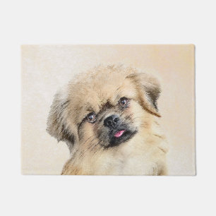Tibetan Spaniel Painting - Cute Original Dog Art Doormat