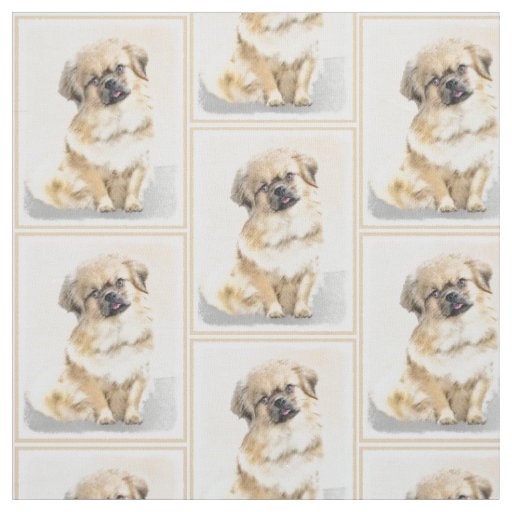 Tibetan Spaniel Painting - Cute Original Dog Art Fabric