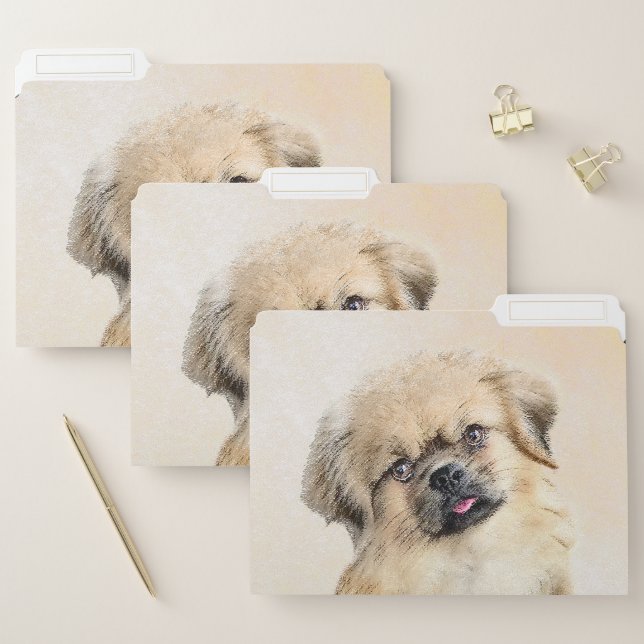 Tibetan Spaniel Painting - Cute Original Dog Art File Folder (Set)