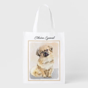 Tibetan Spaniel Painting - Cute Original Dog Art G Grocery Bag