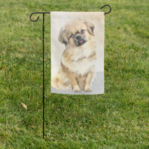 Tibetan Spaniel Painting - Cute Original Dog Art Garden Flag