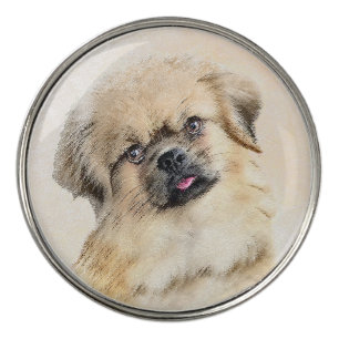 Tibetan Spaniel Painting - Cute Original Dog Art Golf Ball Marker