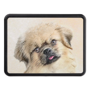 Tibetan Spaniel Painting - Cute Original Dog Art Hitch Cover