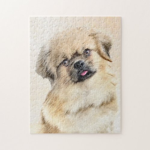 Tibetan Spaniel Painting _ Cute Original Dog Art Jigsaw Puzzle