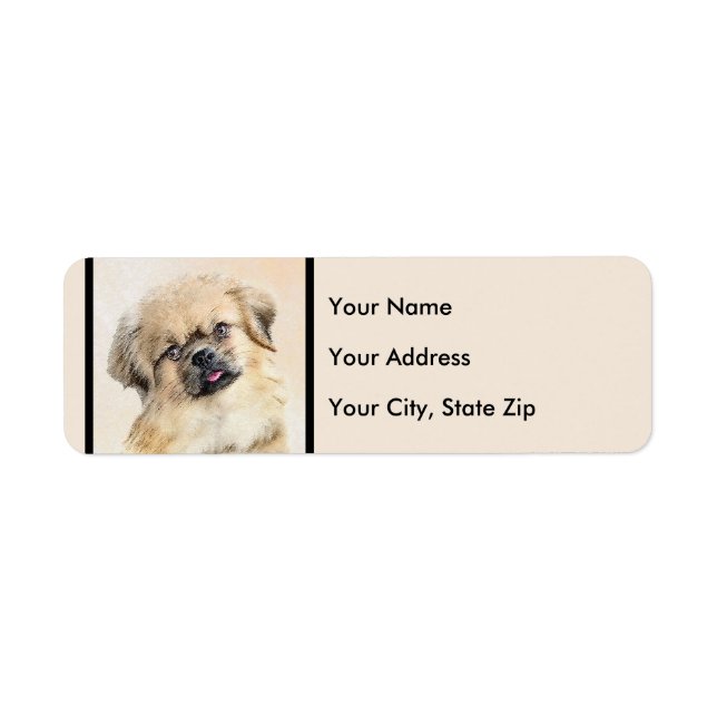 Tibetan Spaniel Painting - Cute Original Dog Art Label (Front)