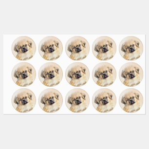 Tibetan Spaniel Painting - Cute Original Dog Art Labels