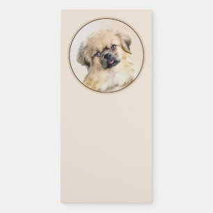 Tibetan Spaniel Painting - Cute Original Dog Art Magnetic Notepad