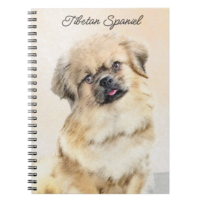 Tibetan Spaniel Painting - Cute Original Dog Art Notebook (Front)