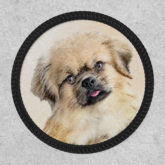 Tibetan Spaniel Painting - Cute Original Dog Art Patch (Front)