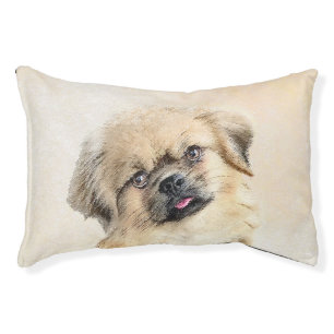 Tibetan Spaniel Painting - Cute Original Dog Art Pet Bed