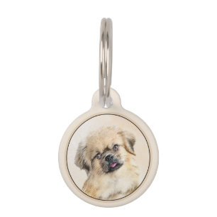 Tibetan Spaniel Painting - Cute Original Dog Art Pet ID Tag